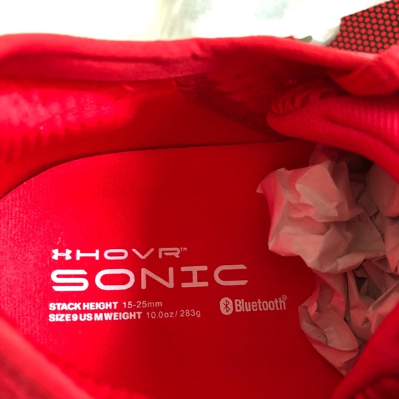 NWOT Under Armour Mens UA Team HOVR Sonic 3 Running Shoes in Red/White - Picture 5 of 9